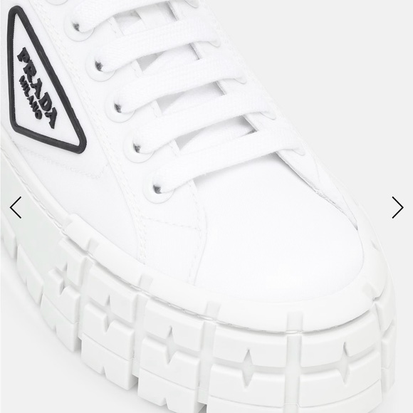 Prada Women's White Double Wheel Platform Sneaker - Picture 3 of 13